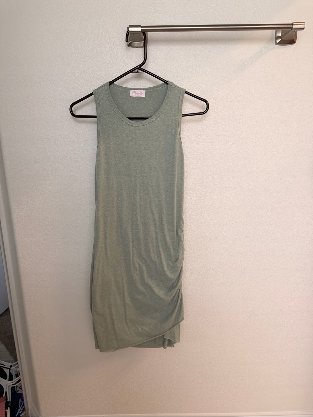 Pink Lily Sage Green Ruched Tank Dress